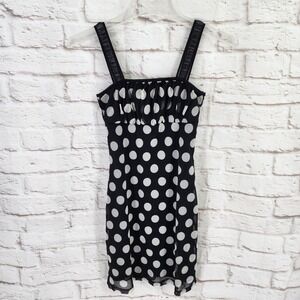 Y2K Babydoll Dress Rave City Fairy Grunge XS? Mesh Overlay Polka Dot Vintage